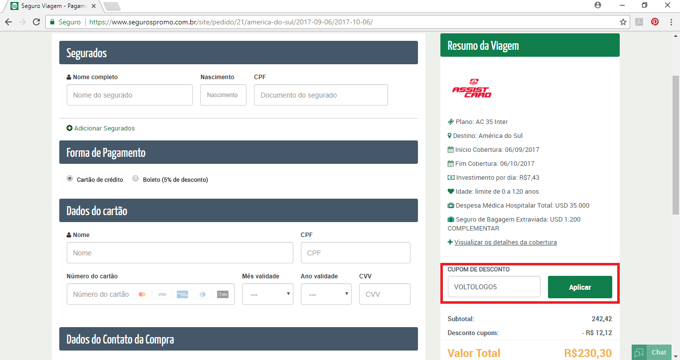 seguro viagem para a América do Sul