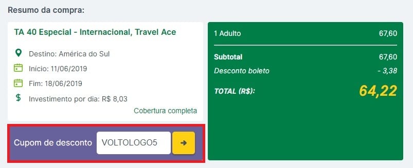 cupom de desconto para seguro viagem barato