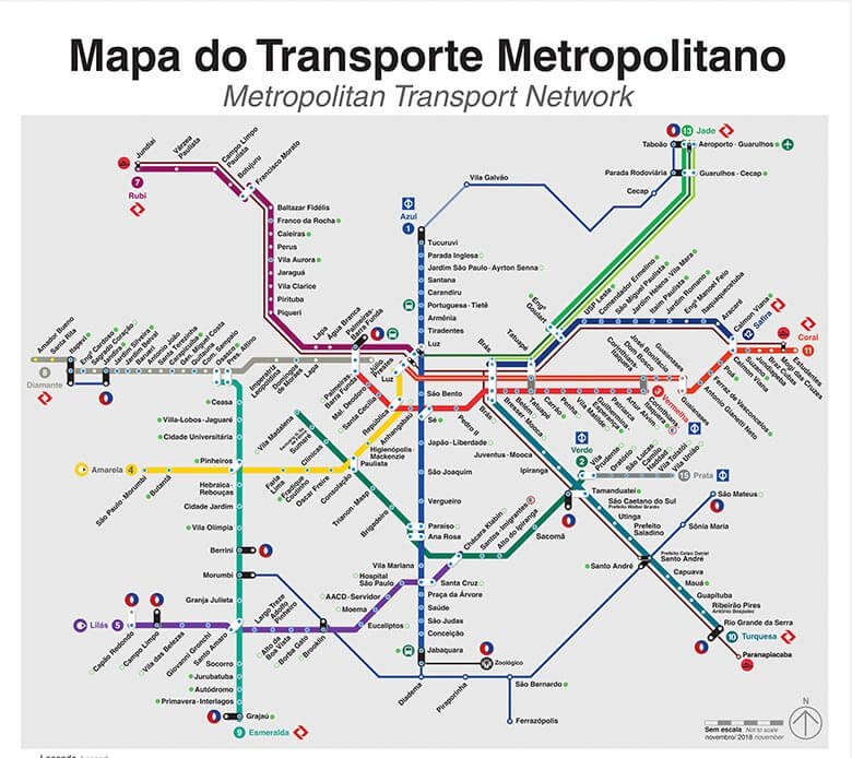 mapa do metrô de São Paulo